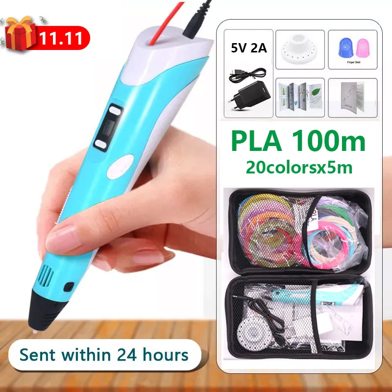 3D 펜 3D, 20/30 색 PLA 필라멘트, 3D 인쇄 펜, 3D 창조적 인 장난감 어린이 선물 휴대용 가방