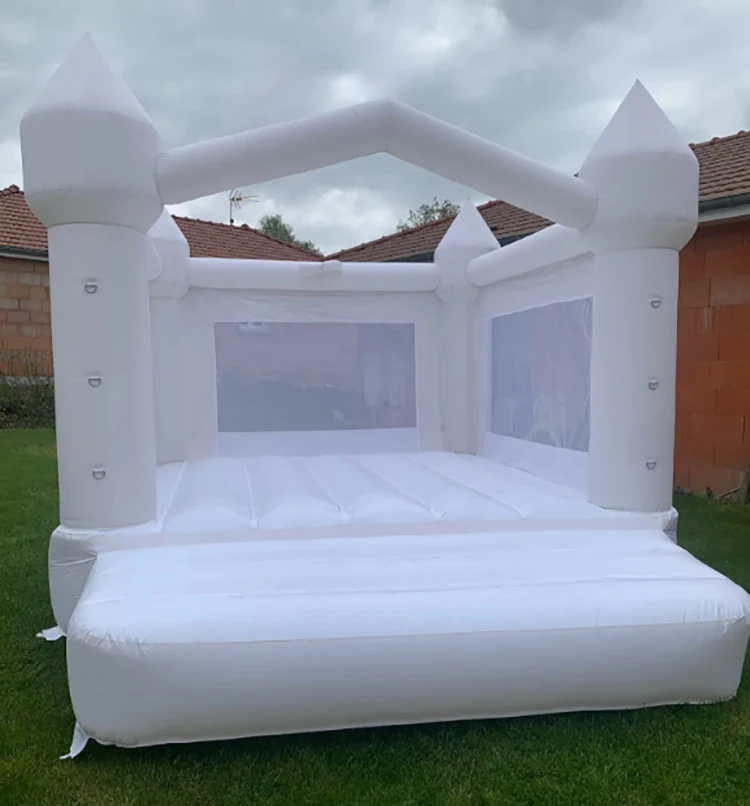 Inflatable Jumping Castle 4*3*2.6M White Bounce House For Kids Bouncy House White For Children With Blower Slide 5-8 Kids 6