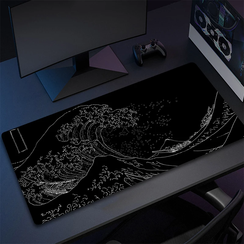 thumbnail image 1 of Nueva alfombrilla de ratón con impresión personalizada HD para PC, alfombrilla de ratón de goma con grandes olas de arte japonés, tapete de bloqueo en los bordes XXL, alfombrillas antideslizantes para, 1 of 5