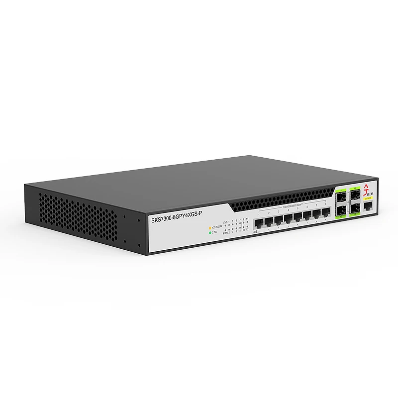XikeStor 12 Ports Layer2 Managed PoE hub,8 2.5G poe RJ45 +4 10G SFP+ Ports WEB/CLI Management Port Aggregation VLAN Division