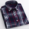 2024 Summer  Regular Fit Classic Young Cotton Plaid Short Sleeve Shirts For Men Plus Size  England  Style Shirts Man's Clothing 5