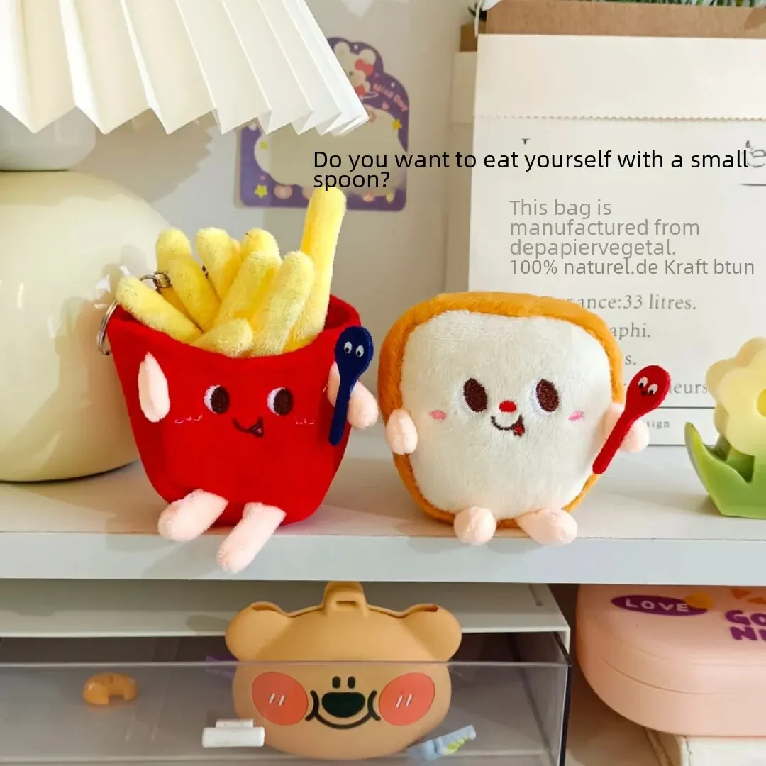 귀여운 오리 토끼 버거 닭 다리 자동차 키체인 펜던트, 트렌디 봉제 인형, 배낭 장식 선물