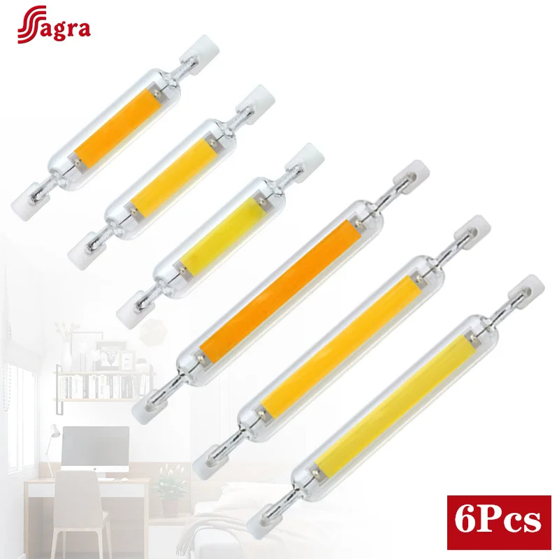 6pcs/lot R7S LED 78mm 118mm r7s Light Bulb 5W 10W 20W COB Glass Lampada Lamp 220V Corn Light Energy Saving Replace Halogen Light