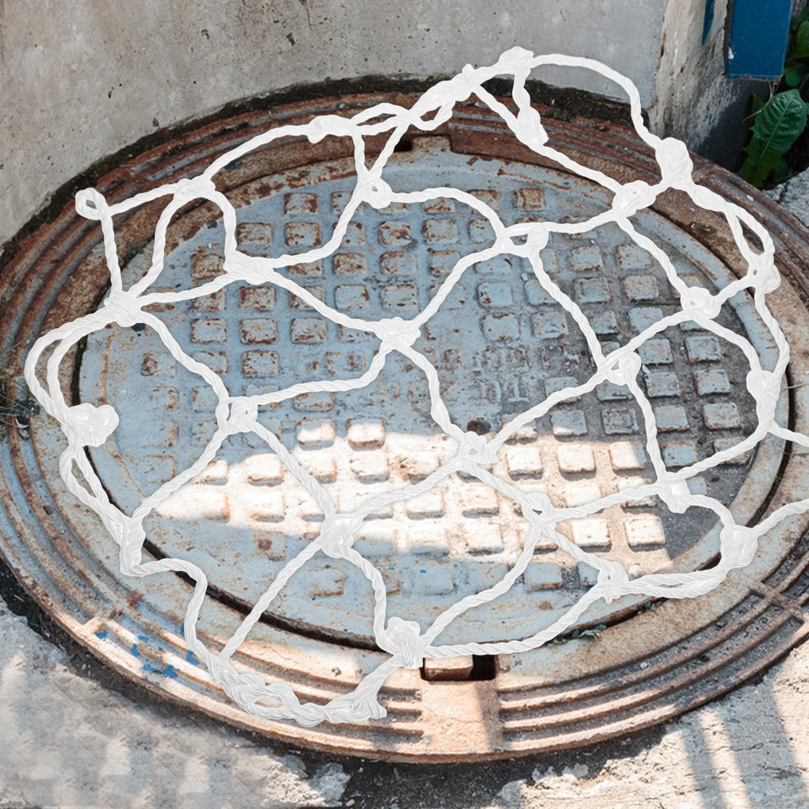 Manhole Cover Protective Net Well Netting Round Safety Mesh Wellhead Protection for Drainage System White Garden Nets