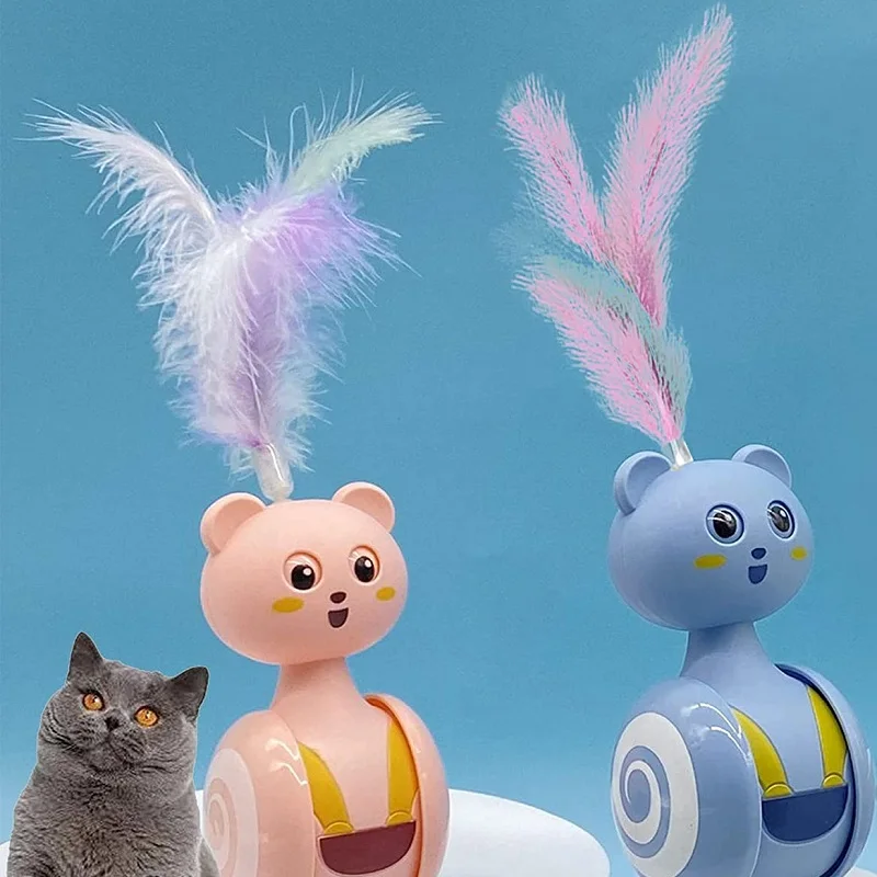 Kitten Toy Cat Toys Interactive For Indoor Cats, Toys For Kitten With Feather,S Elf Rotating Swing Pet Cat Tumbler, Mimics Prey