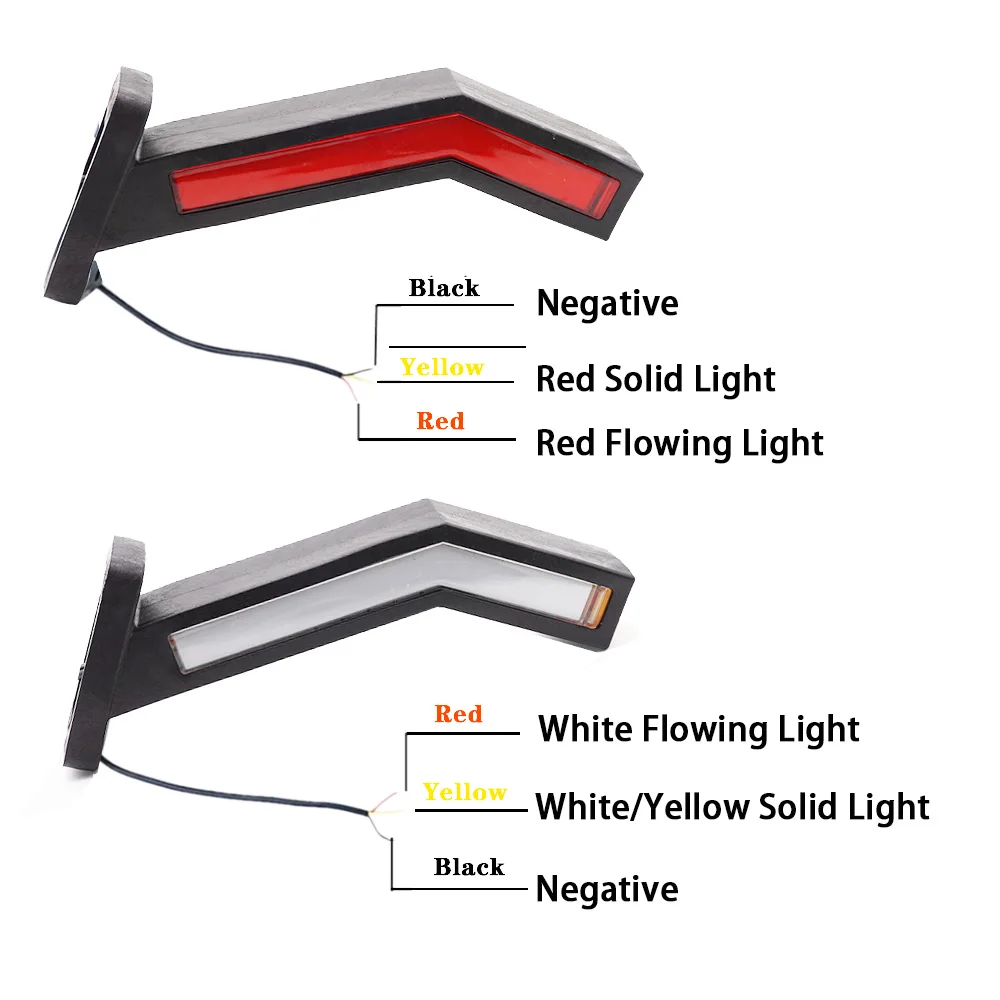 2PCS Waterproof 12-24V Trailer LED Side Marker Lighting Outline Marker Truck Light Neon Stalk Side Light For Trailer