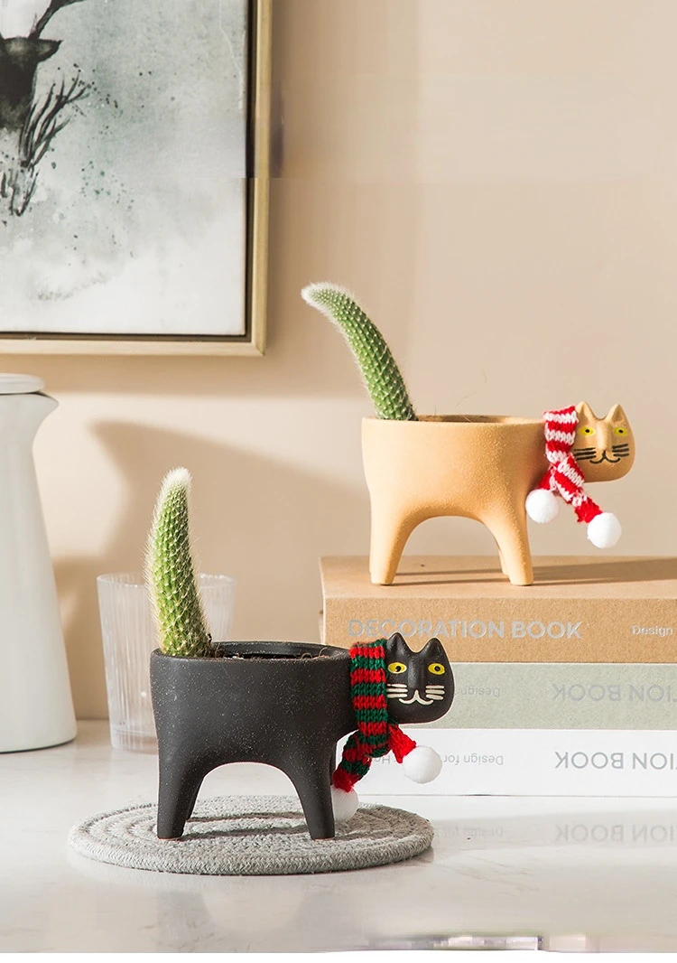 

Creative Cute Kitty Tail Flower Pot Ceramic