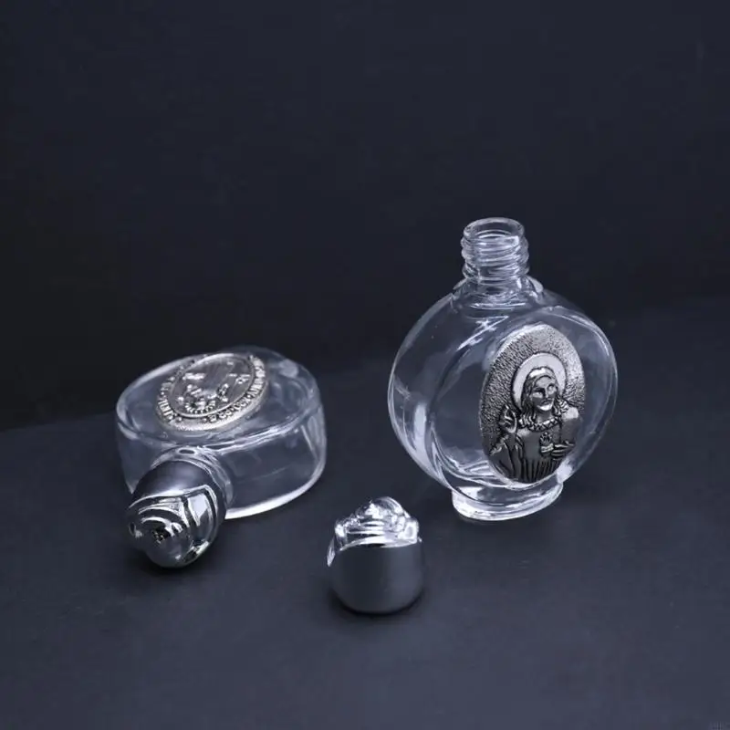 A9BC Glass Holy Water Bottle Religion Praying Meditation Household Container Baptism Supplies for Easter Christmas Church
