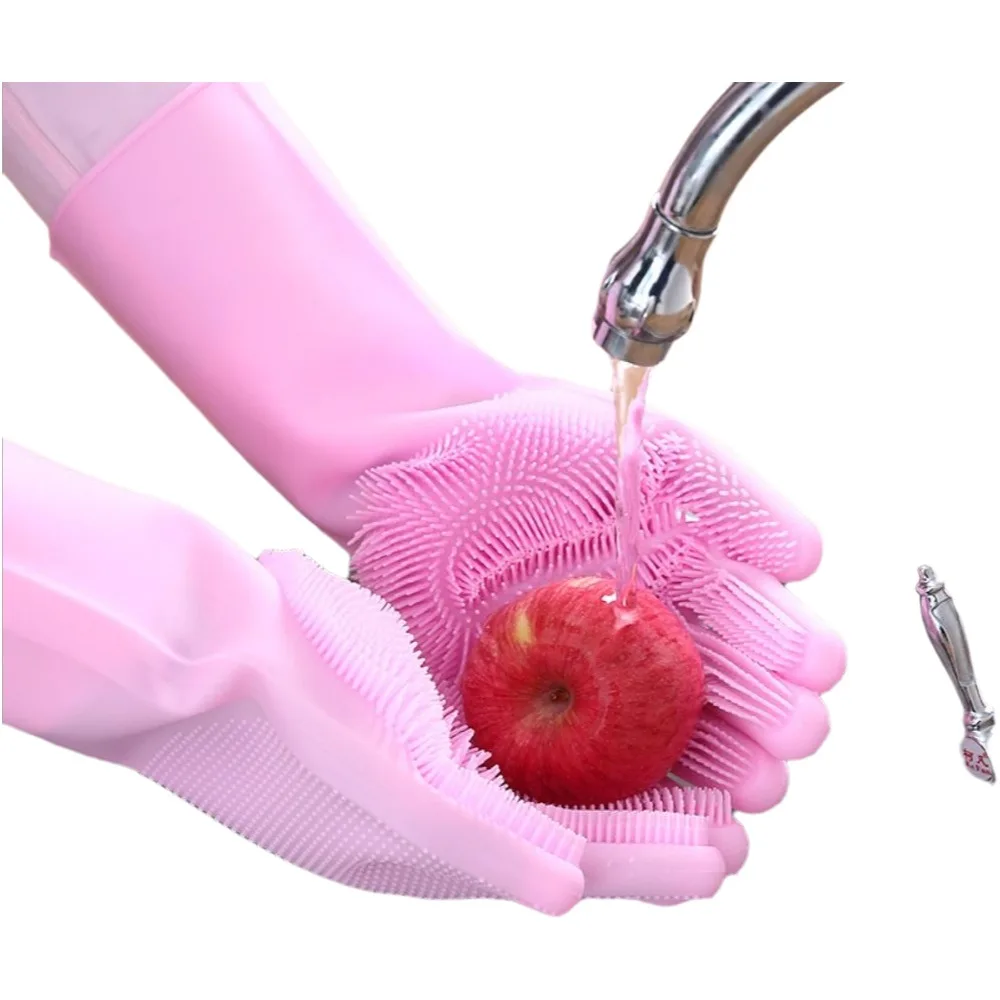 Silicone Waterproof Dishwashing Gloves for Kitchen Cleaning