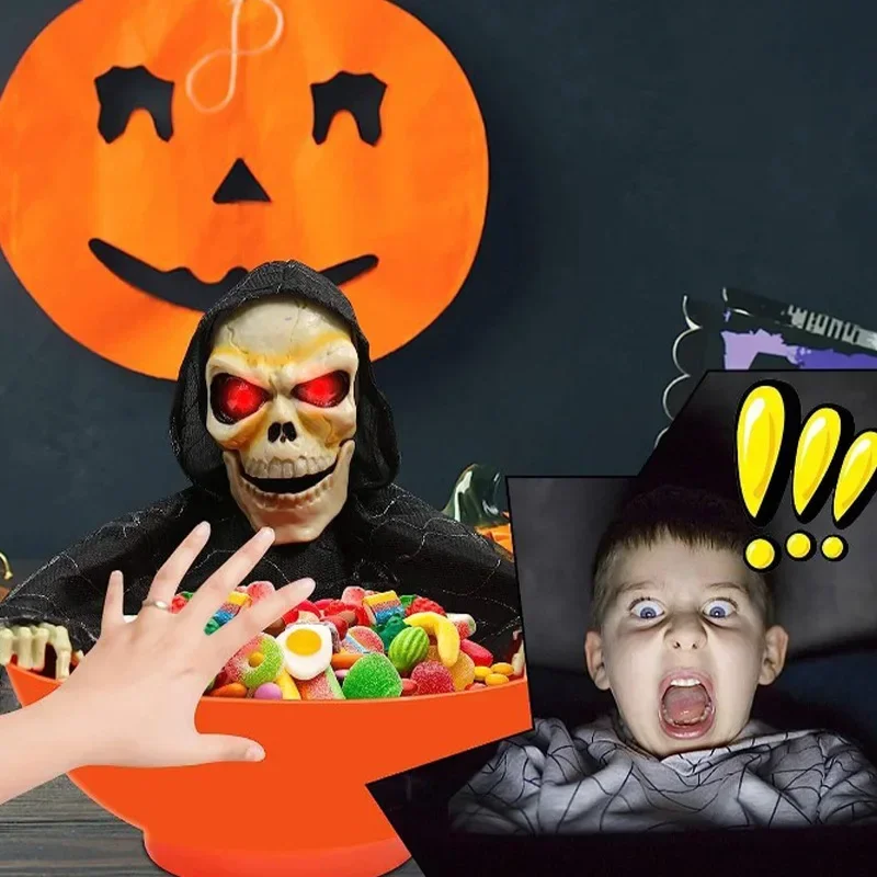 Halloween Candy Bowl - Electric Fruit Plate Ghost Party Layout Props | Halloween Animatronics for Home, Party, Haunted House