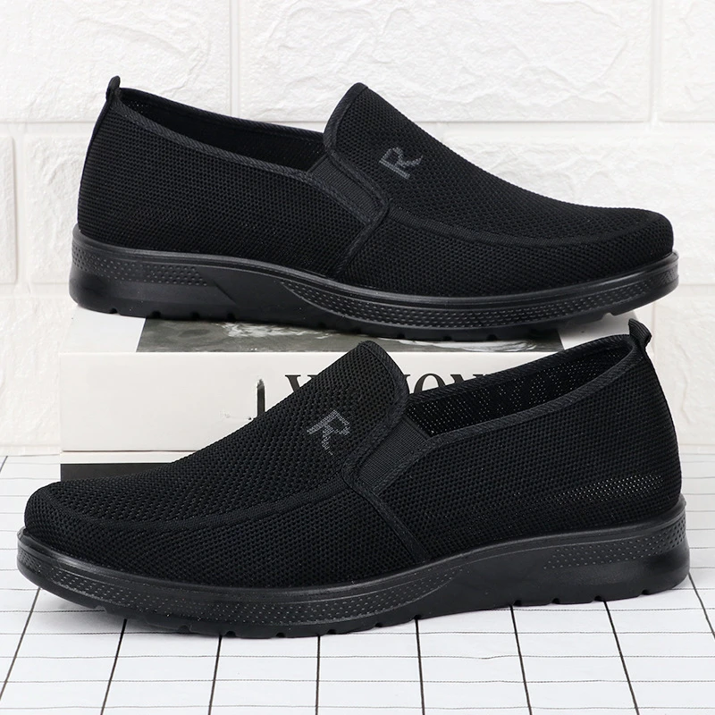 Breathable mesh men's shoes, summer anti slip, anti odor, wear-resistant soft sole cloth shoes, driving and working shoes