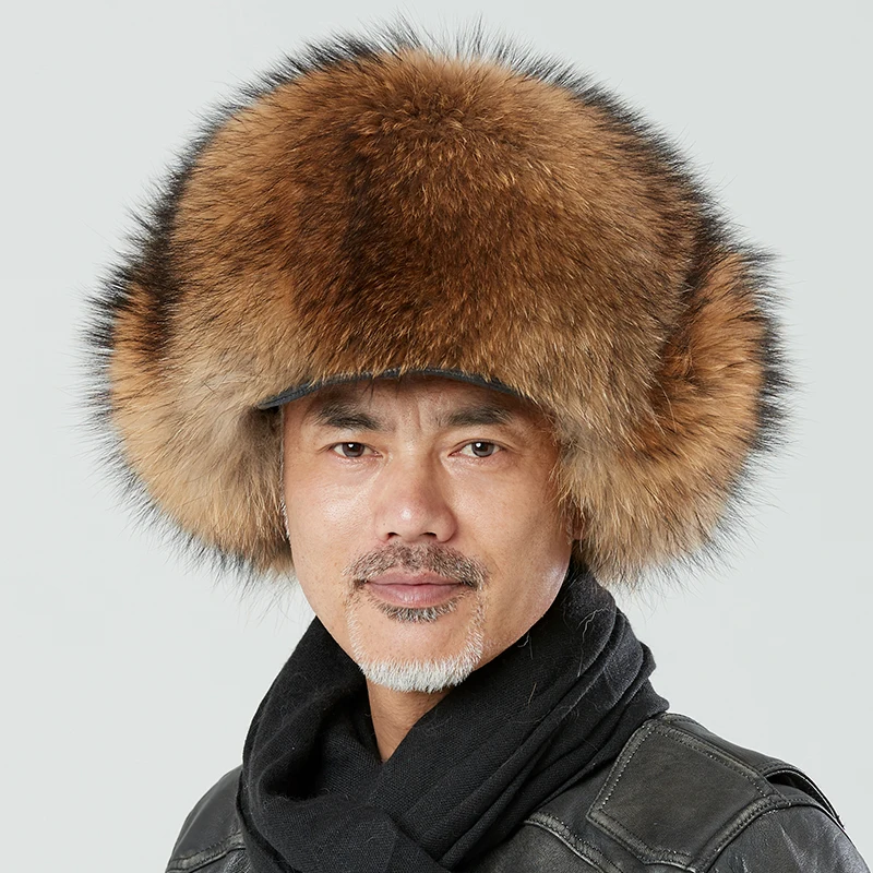 

Faux Fox Fur Winter Hats Lei Feng Hat with Ear Flaps Warm Snow Caps Russian Thicken Hat Bomber Cap