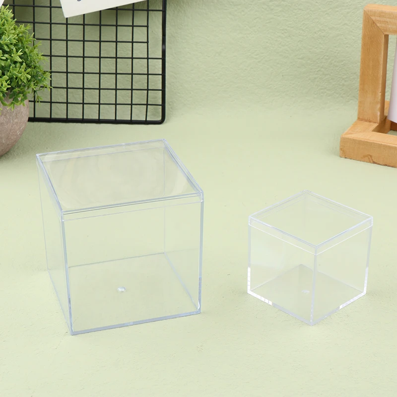 1Pc Transparent Acrylic Boxes With Cover Organizer Gift Packing Box Food Candy Storage Container For Home Figure Toy Display 2
