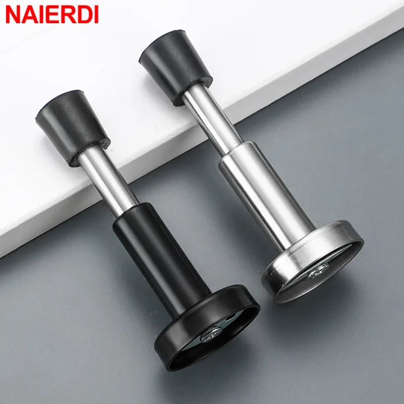 Door Stopper Hydraulic Buffer Stainless Steel Wall Mount Mute Nail-free Holder Touch Hardware