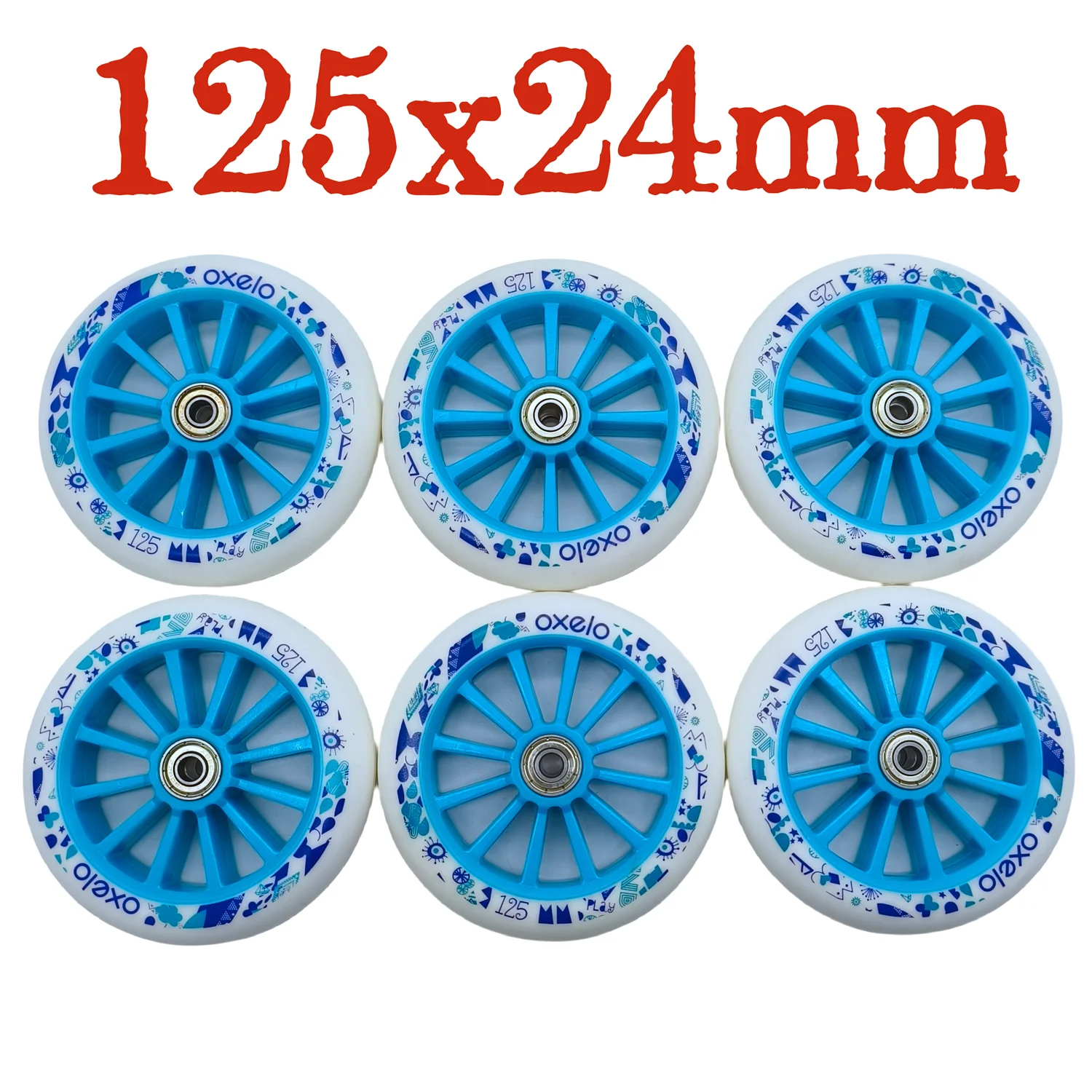 125MM scooter wheel 125x24mm skate wheel 85a pu material bearing abec-7 6wheels/lot