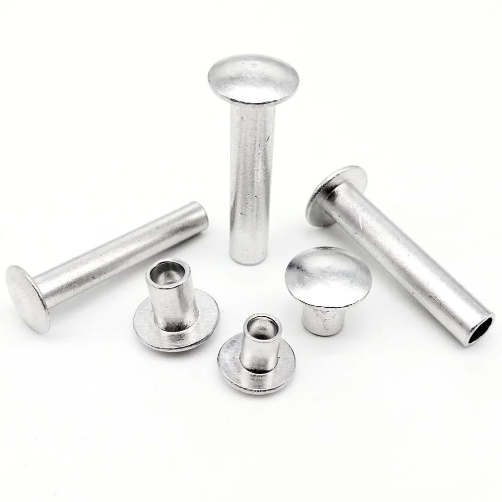 50 Rivets Semi-creux Aluminium 4x8mm – Tête Plate Ronde – Uxcell (neuf)