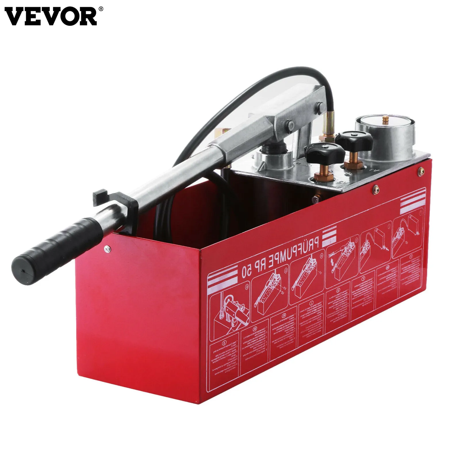 Vevor Hydraulic Manual Pressure Test Pump 725 Psi Pressure Pump 45 Ml