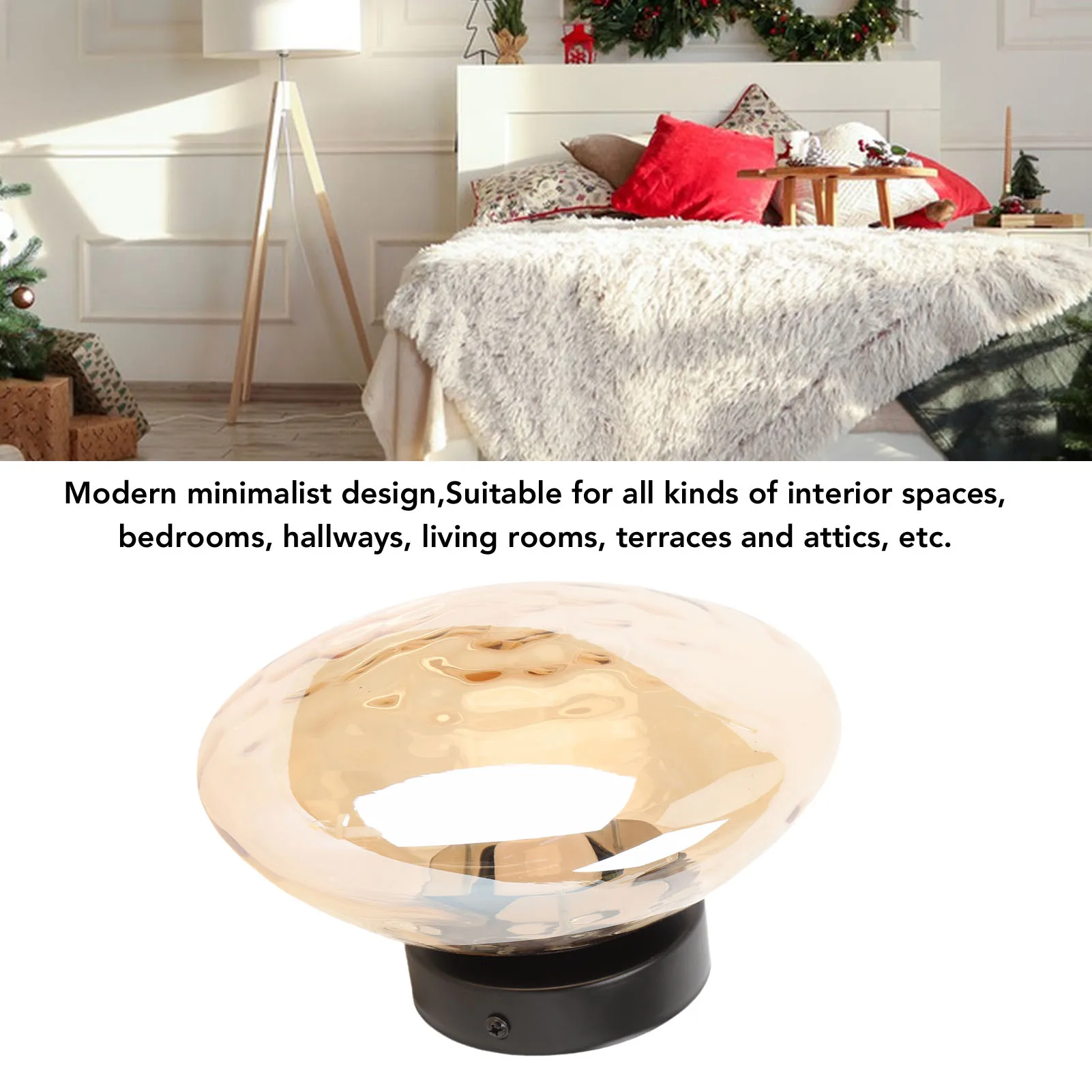 Wall Sconce Minimalist 3000K Warm Light Glass Iron Corrugated Projection Indoor Modern Wall Light Round Hardwired for Hallway