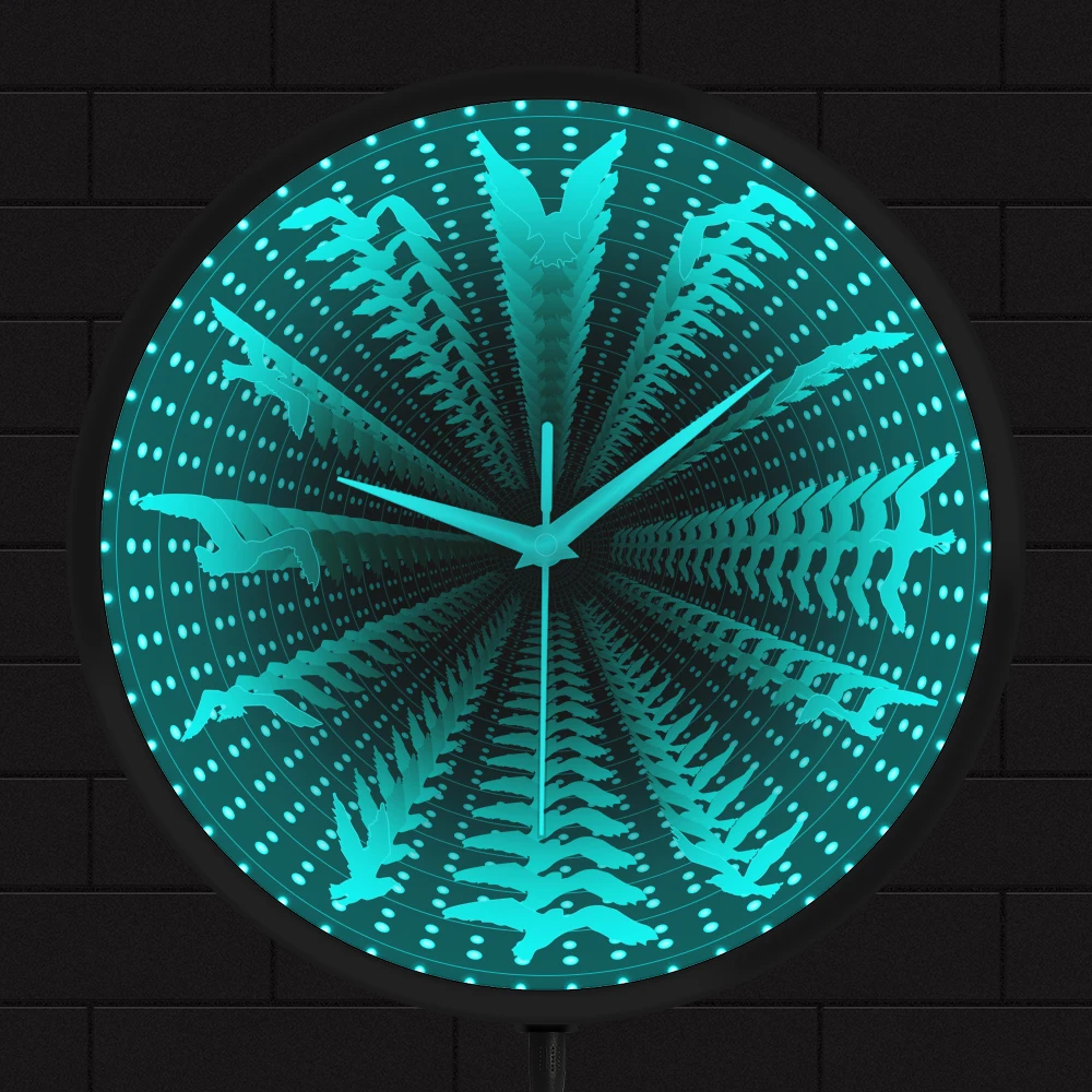

Seagulls Infinity Mirror Tunnel Vision Wall Clock Living Room Decor Flying Bird Nature Animal Vortex Lamp Watch Bird Lovers Gift