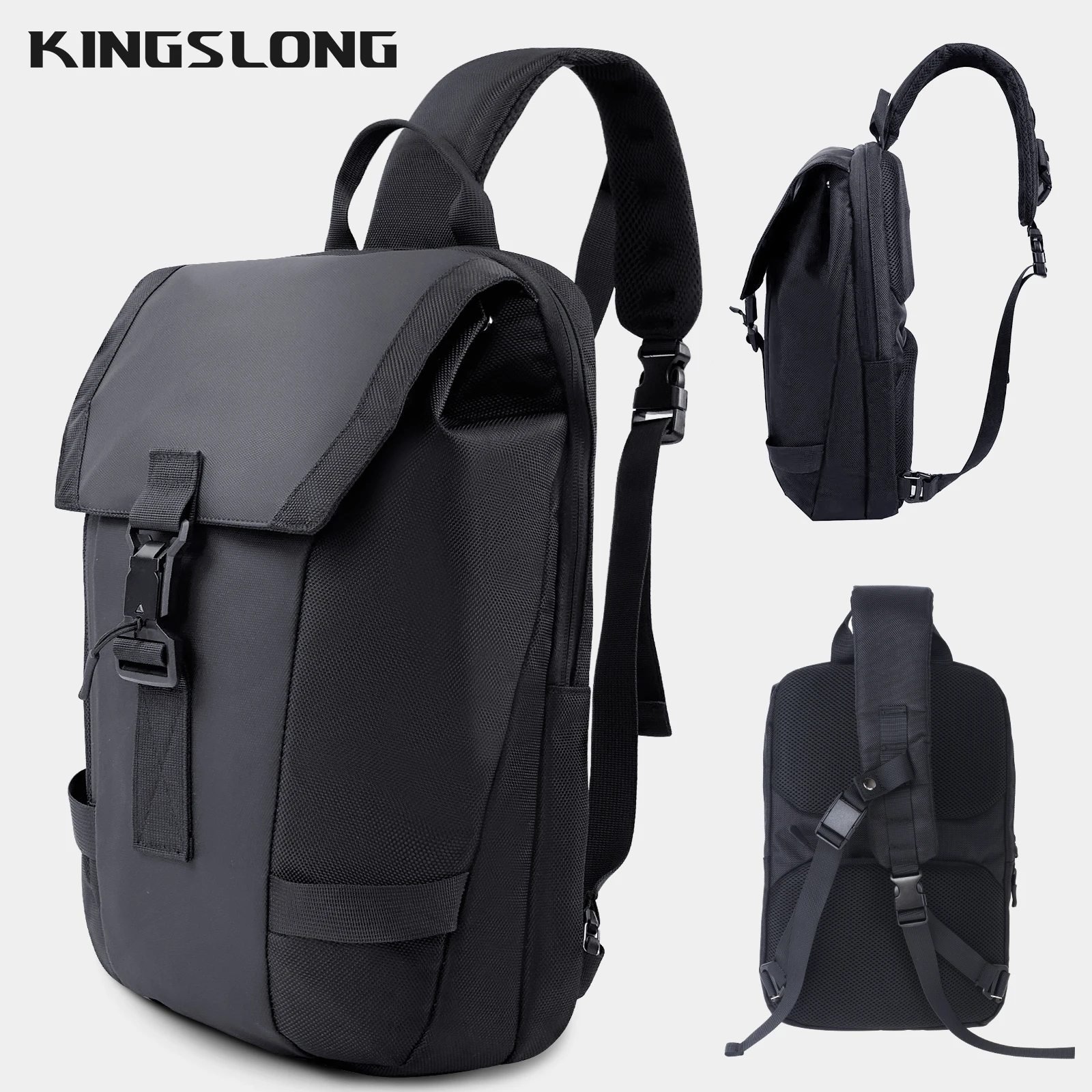 KINGSLONG Men Sports Multifunctional Chest Bag 14 inch Casual Waterproof Sling Pack Shoulder Bag  with Special Lock Buckle