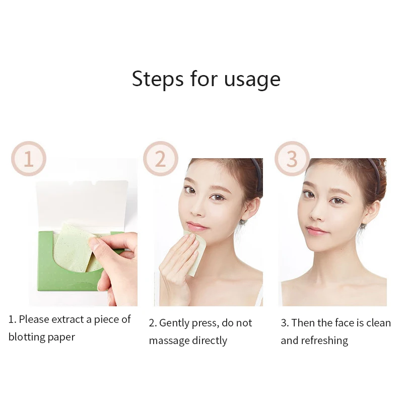 100 Pcs Portable Oil Blotting Sheets 4 Colors Facial Oil-Absorbing Paper Oil Control Face Skin Care Products Face Cleaning Tools