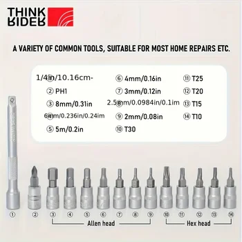ThinkRider Professional NL-15 Bicycle Bike Torque Wrench Allen Key Tool Socket Spanner Set Kit Cycling Repair Tool Kits 3