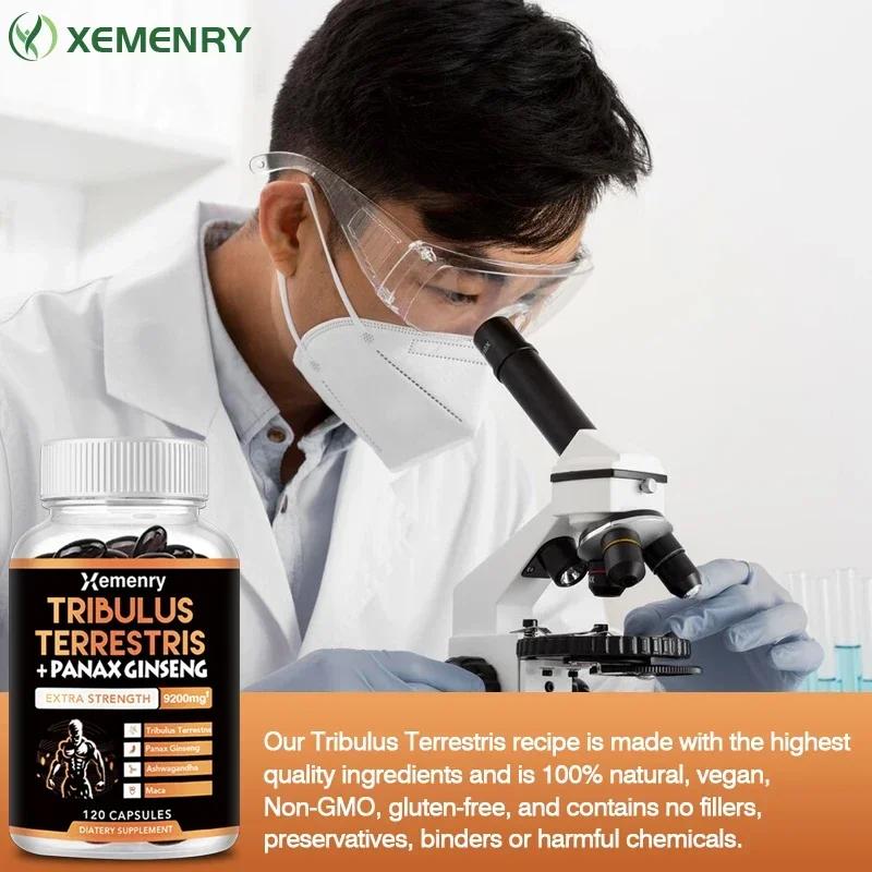 Tribulus Terrestris + Ginseng Supplement Supports Athletic Performance Endurance Peak Energy Muscle Strength & Immune Health ginseng supplement muscle supplement male performance supplement