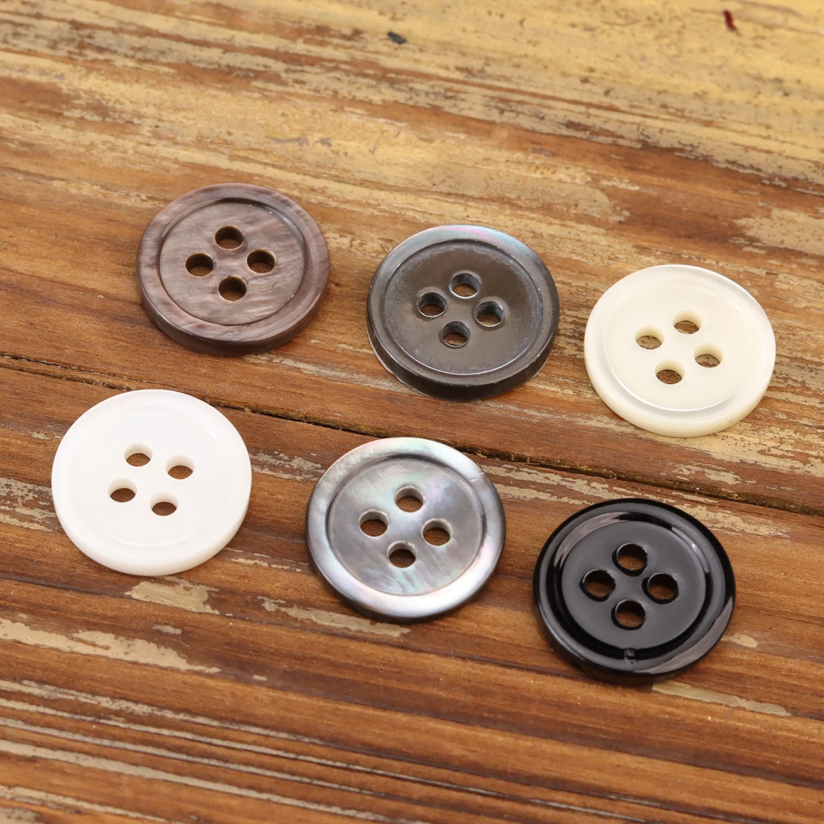 Classic Simple MOP Buttons Shirt Knitting Supplies Mens POLO Shirt Sewing Accessories White Grey Black 4 Hole Real Shell 2