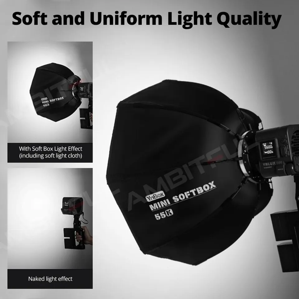 YONGNUO 55cm Bowens 마운트 소프트박스 YNBox 55K 미니 소프트박스 스튜디오 플래시 LED 조명 휴대용 경량 빠른 설치