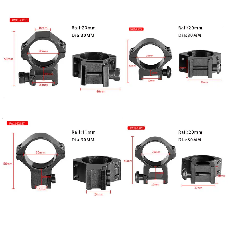 2PCS 25.4mm/30mm Rifle Scope Ring Medium Profile 11mm/20mm Picatinny Dovetail Rail Mount Hunting
