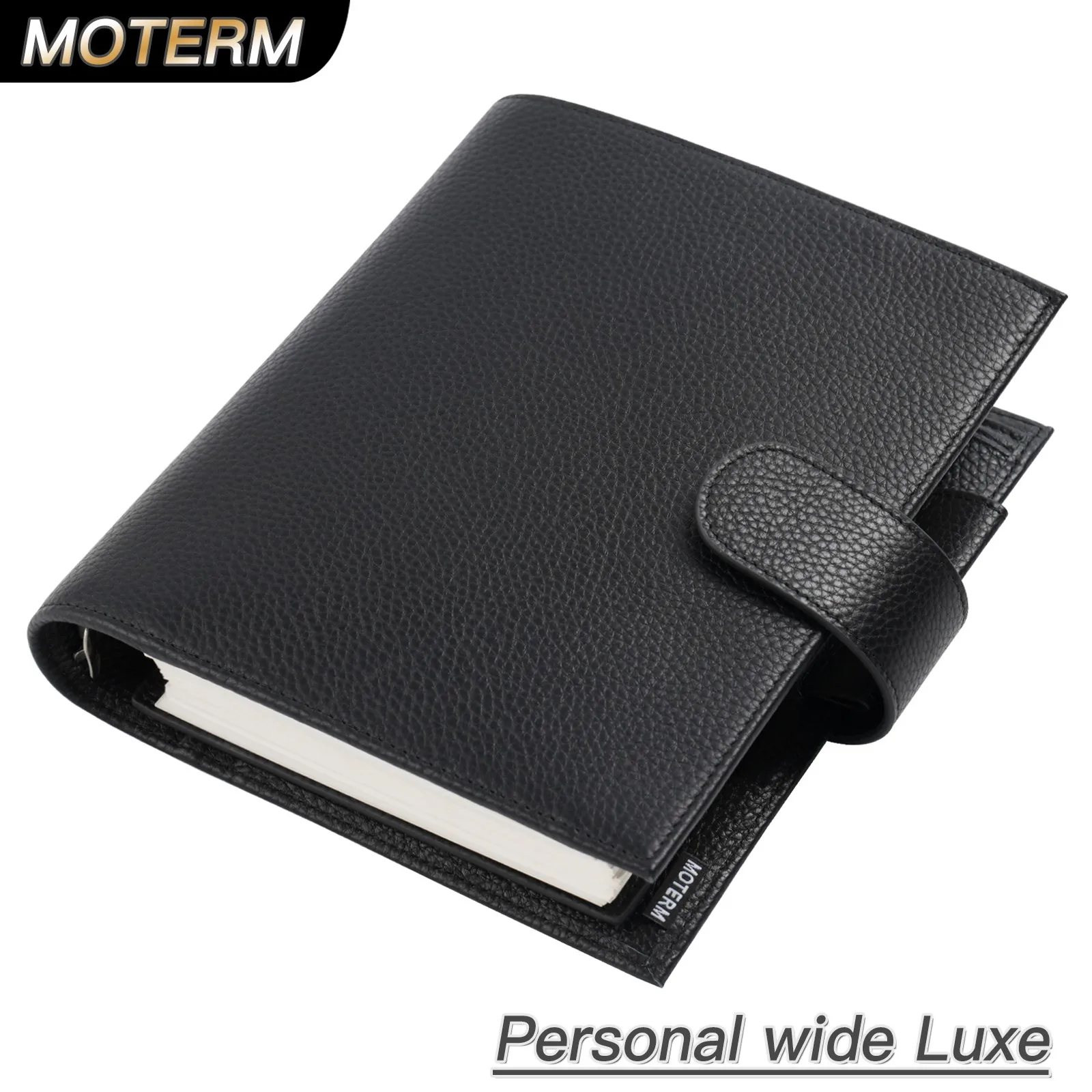 Moterm Luxe 2.0 Series Personal Wide Size Planner Pebbled Grain Leather with 30 MM Silver Rings Notebook Diary Organizer Agenda
