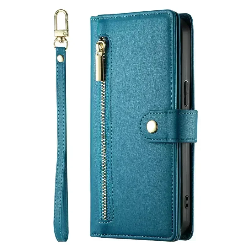 Luxury Zipper Leather Flip Case with Magnetic Closure