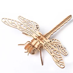 3D Wooden Animal Puzzle Kit - Creative Home and Office Decoration Toy (Dragonfly)