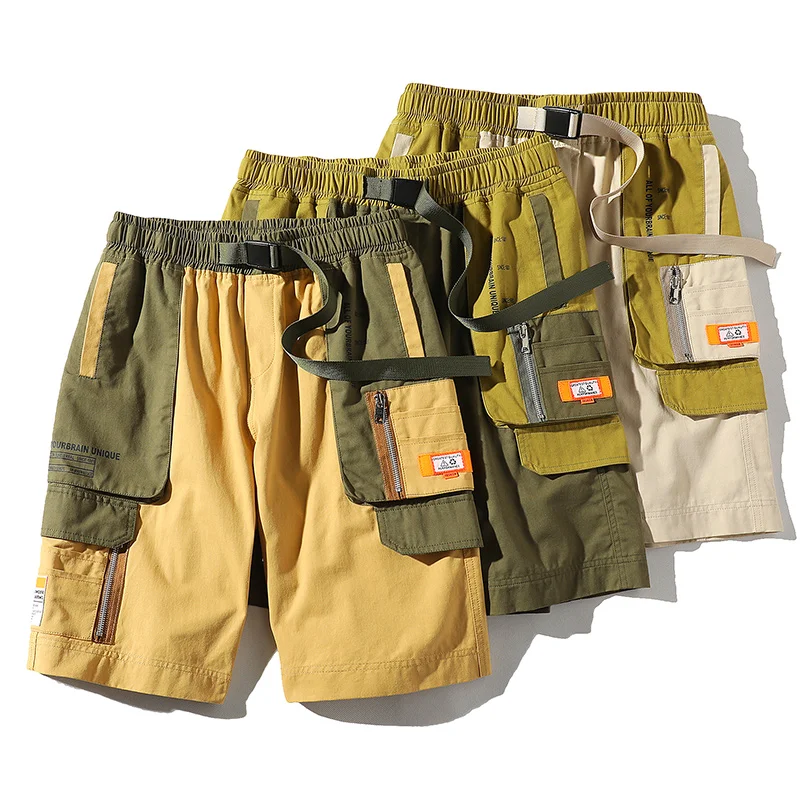 

Summer Street Cargo Men's Shorts 2022 Trendy Hip Hop Loose Straight Bermuda Male Plus Size Casual Knee Length Harajuku Shorts