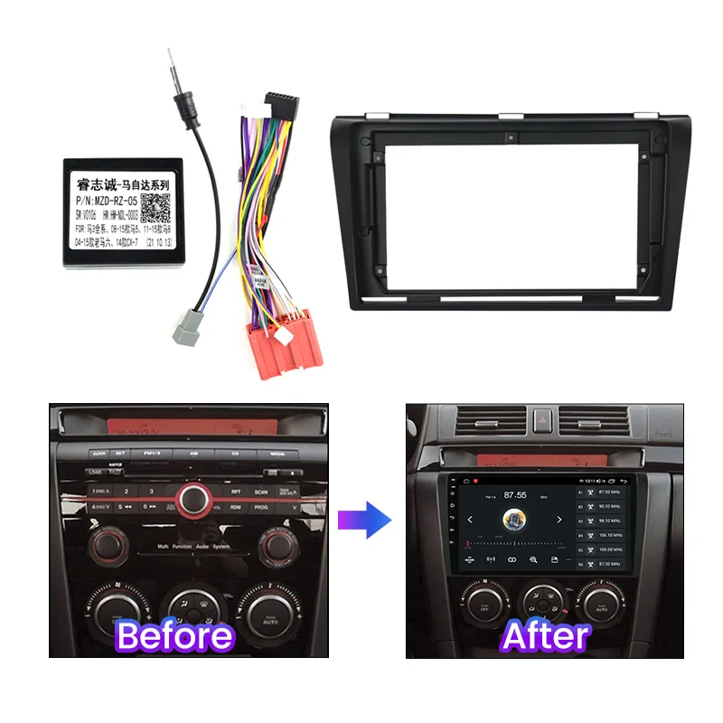 9'' Car Radio Fascia Frame for MAZDA 3 2004-2009 Stereo Panel Dash Installation Refitting Trim Kit GPS 1din 2 Din DVD Audio Beze