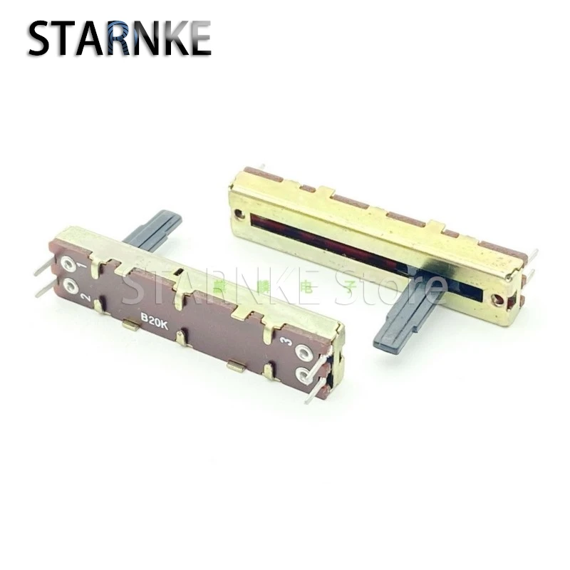 45mm B20K 4-Pin Single Straight Slide Potentiometer Amplifier Audio Mixer Fader 2PCS