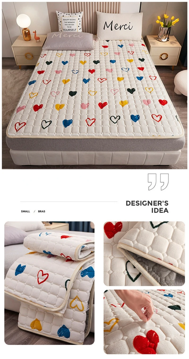 Description Picture 5 of itemMilk Velvet Warm Mattress with Anti Slip Silicone Particles Thickened Cotton Pad Home Tatami Mats Student Dormitory Room Decor