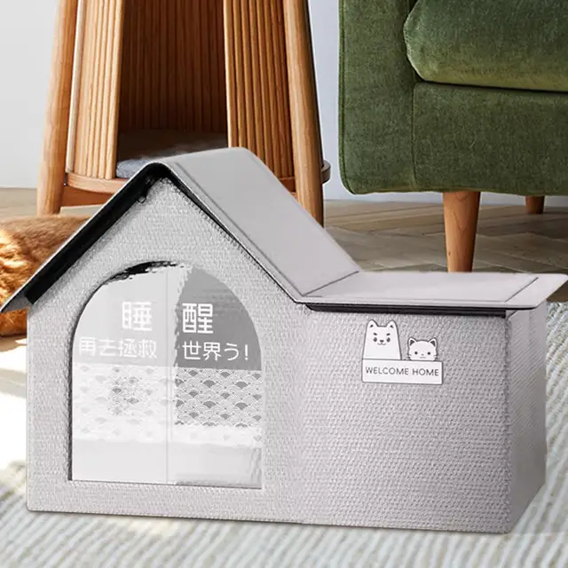 2025 Air Conditioned Pet Cooling House - Weatherproof Dog & Cat House With Ice Packs, For Small To Large Pets (Gray, XL)