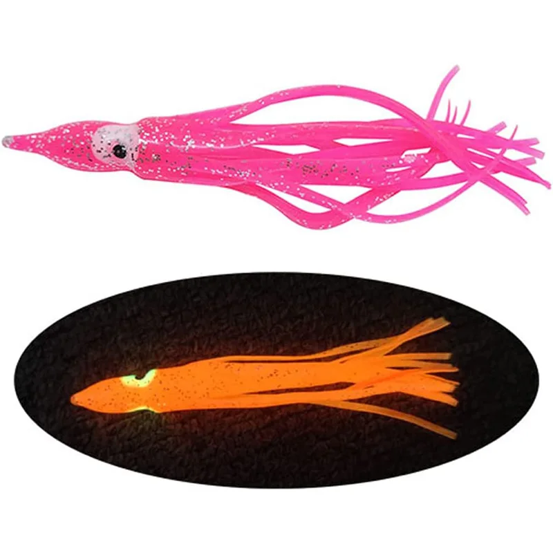 5Pcs Squid Skirt Saltwater Octopus Lures Soft Plastic Fishing Lures Kit  Glow Trolling Lure Skirts for Sea Bass Salmon Trout