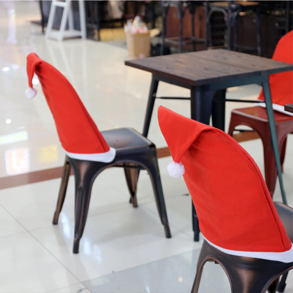 1-10PCS Christmas Chair Cover Red Non-woven Chair Cover Christmas Table Decoration Dining Party Supplies