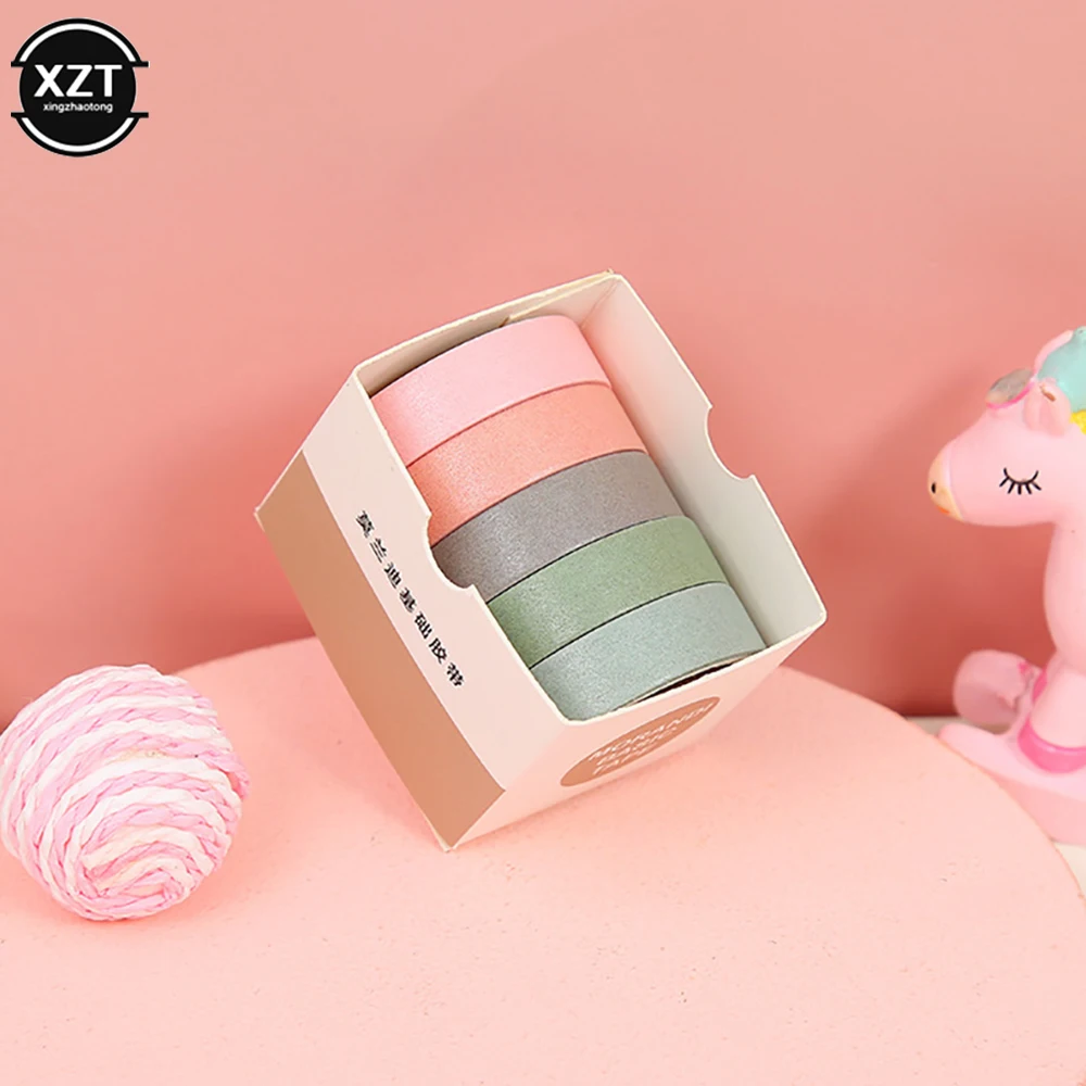Hot 5pcs Solid Color Washi Tape Set DIY Scrapbooking for Junk Journal Solid Color Deco Masking Tape Stationery School Supplies