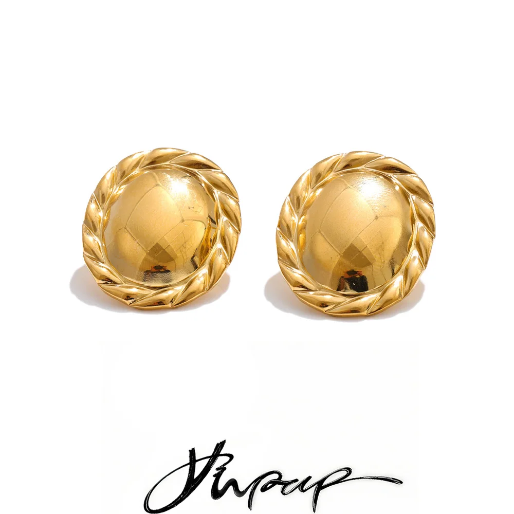 Yhpup Earrings Stainless Steel Simple Waterproof All Occasions