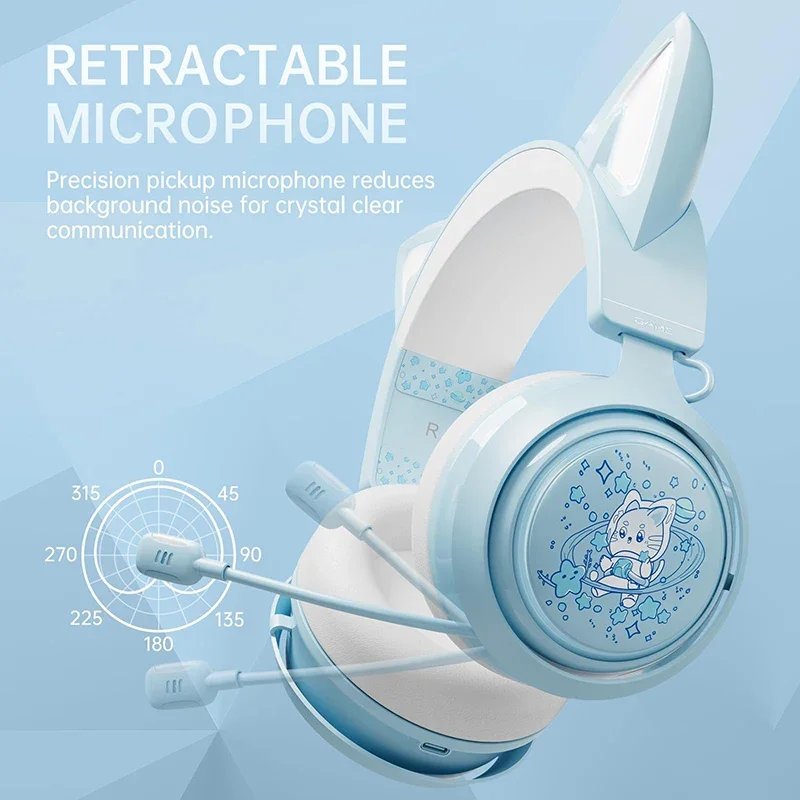 Somic GS510 Wireless Cat Ears Headphone with Mic 3Mode RGB Long