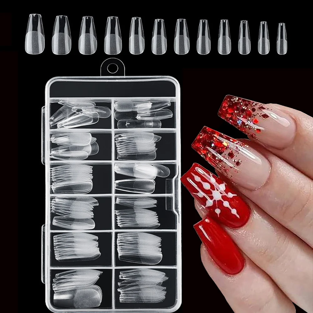 

120pc Medium Clear Coffin Fake Nails Full Cover Ballerina False Fingernails Press on Gel X Nail Tips Acrylic Nails Art Extension