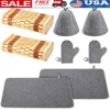 Bamboo Sauna Pillow Head and Neck Rest Set Gloves Hats Mat Kit Spa Supplies Kit Relaxation Comfort Kit Outdoor Indoor Use Kit 1