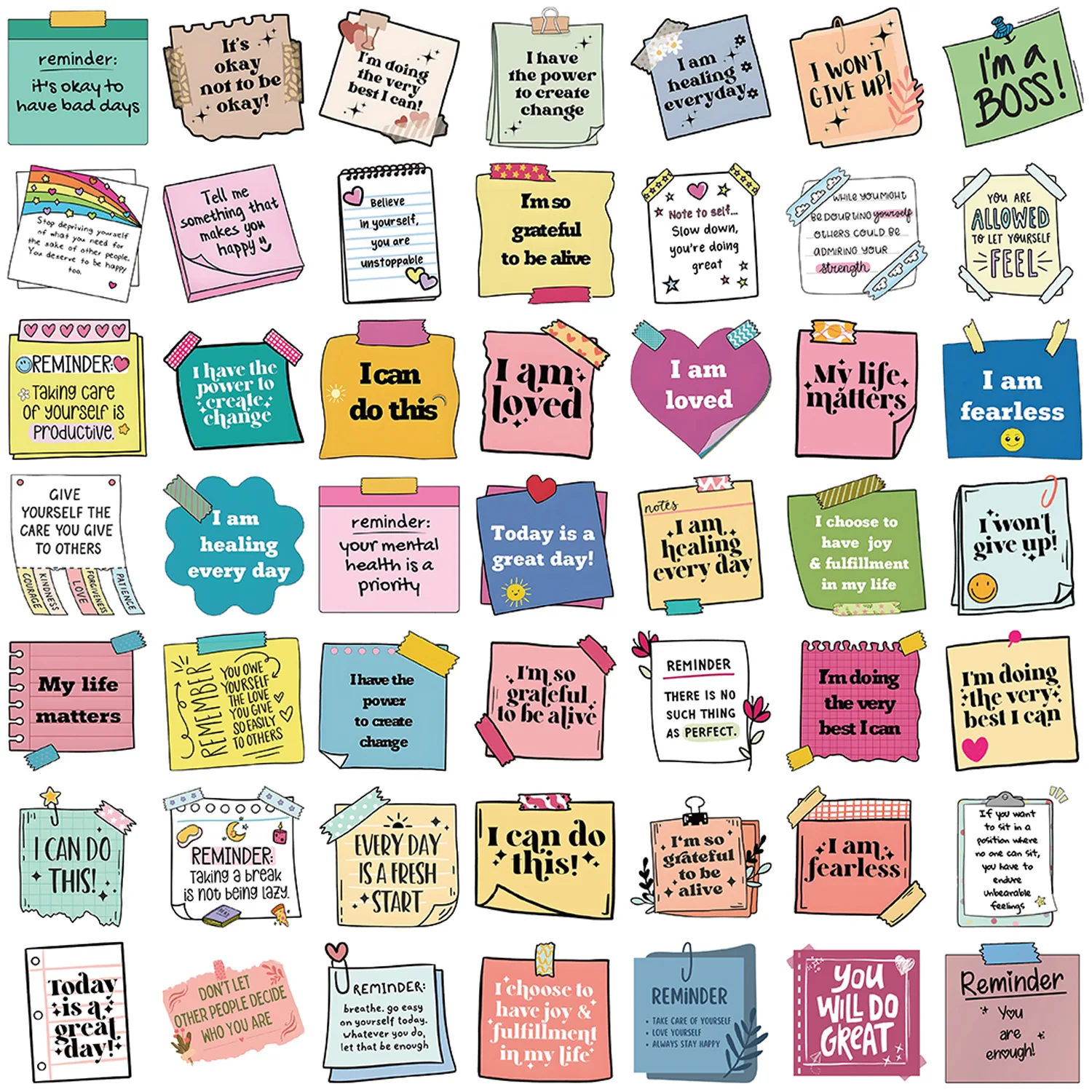 50pcs Self-adhere Motivational labels Cartoon Graffiti Stickers Phone Guitar Laptop Notebook Suitcase Water Bottle Waterproof 3