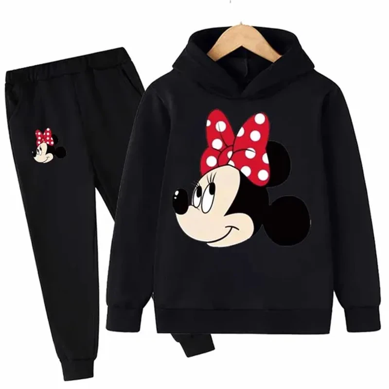 

Children Mickey Cartoon Hoodies Tops +Pants Sets Sweatshirt Clothes Boys Girls 3-12 Years Kids Minnie Mouse Hoodies Leisure Coat