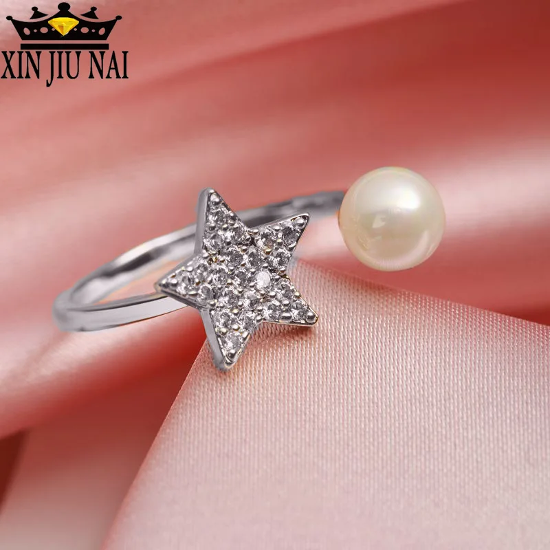 

Simple Atmosphere Five-Pointed Star And Pearl Ring Fashion Ring European And American luxury Ring For Fashion Women