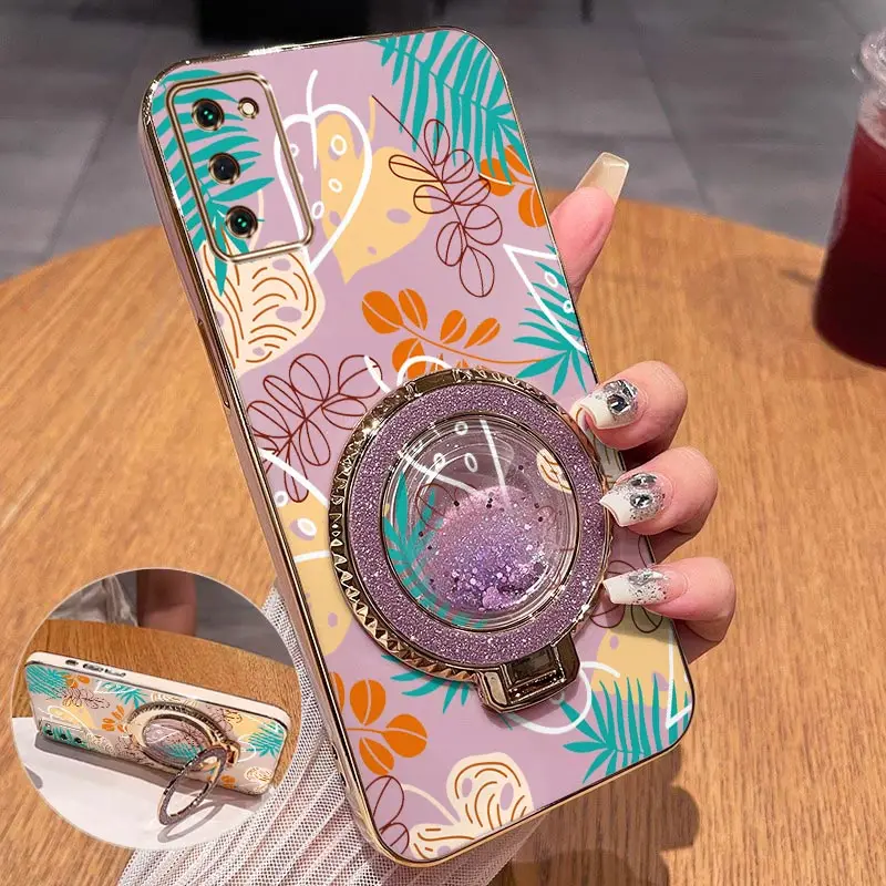 Elegant Line Leaf Plating Phone Case Cover
