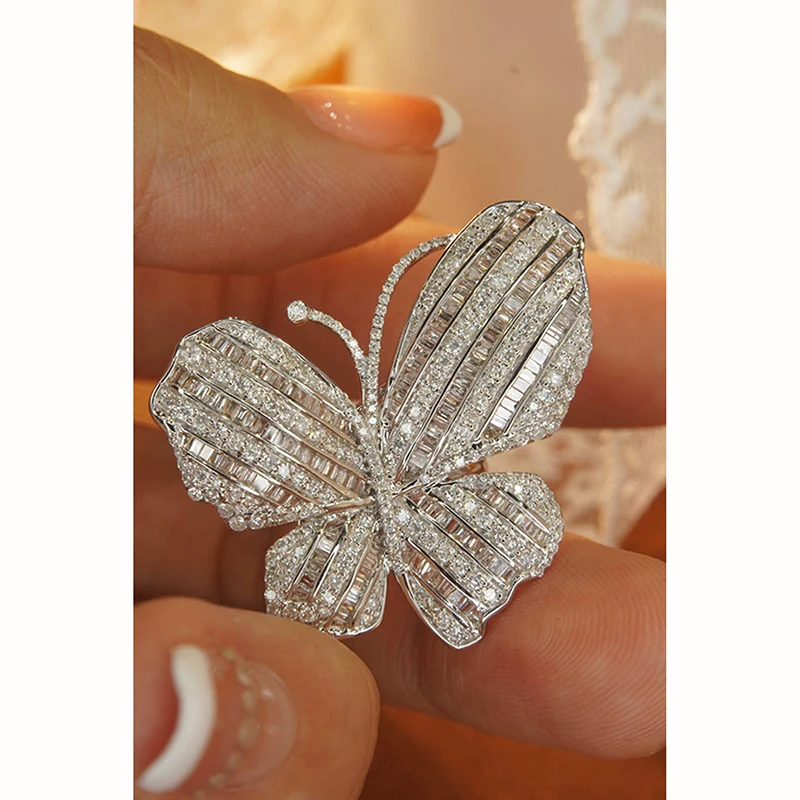 Aazuo 18K White Gold Real Diamond 1.85ct H SI Luxuly Butterfly Ring Gifted For Woman Deluxe Banquet Fashion Jewelry Au750 5 Aazuo 18K White Gold Real Diamond 1.85ct H SI Luxuly Butterfly Ring Gifted For Woman Deluxe Banquet Fashion Jewelry Au750 - Image 5